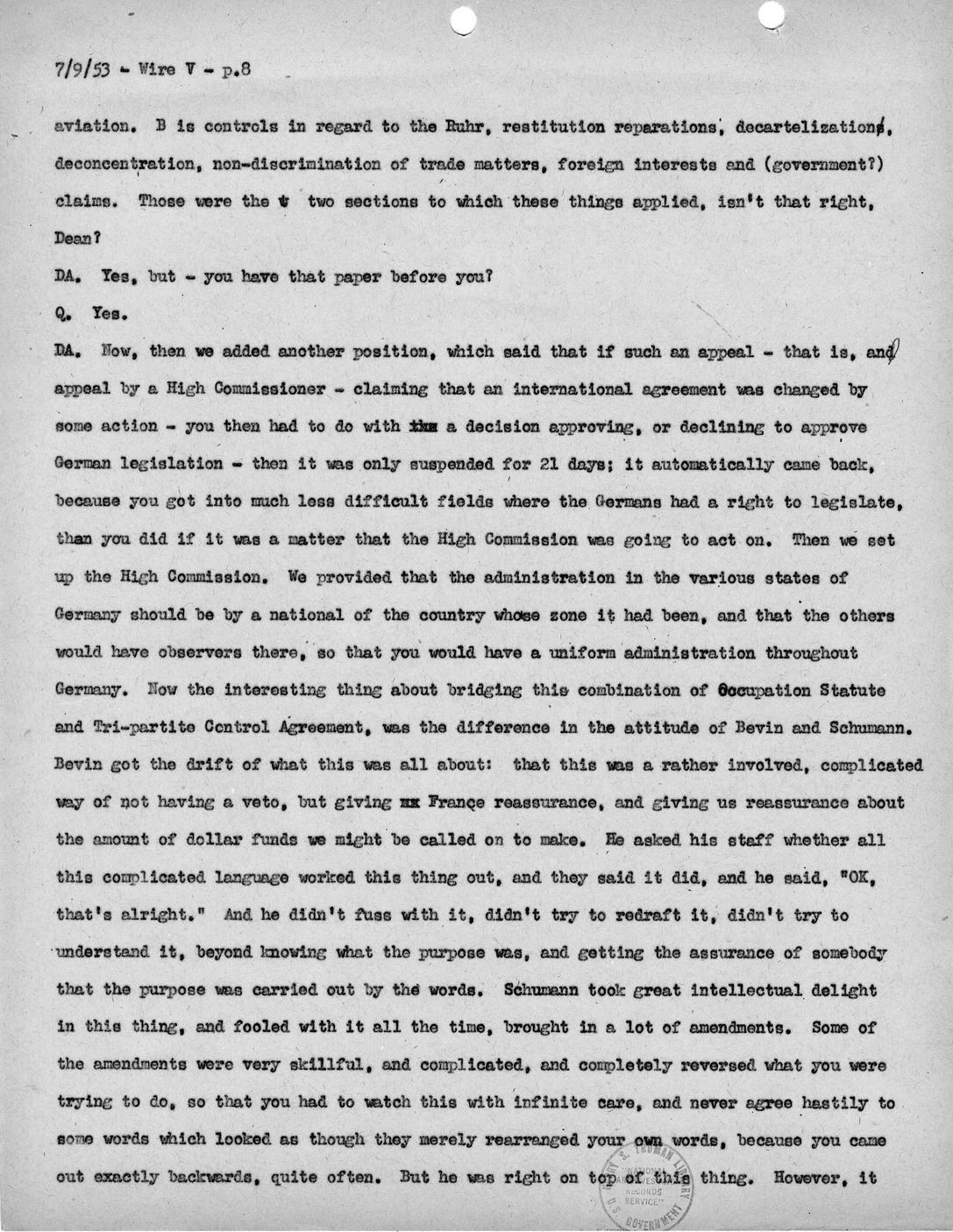 Transcript of Princeton Seminar Discussion, Wire V