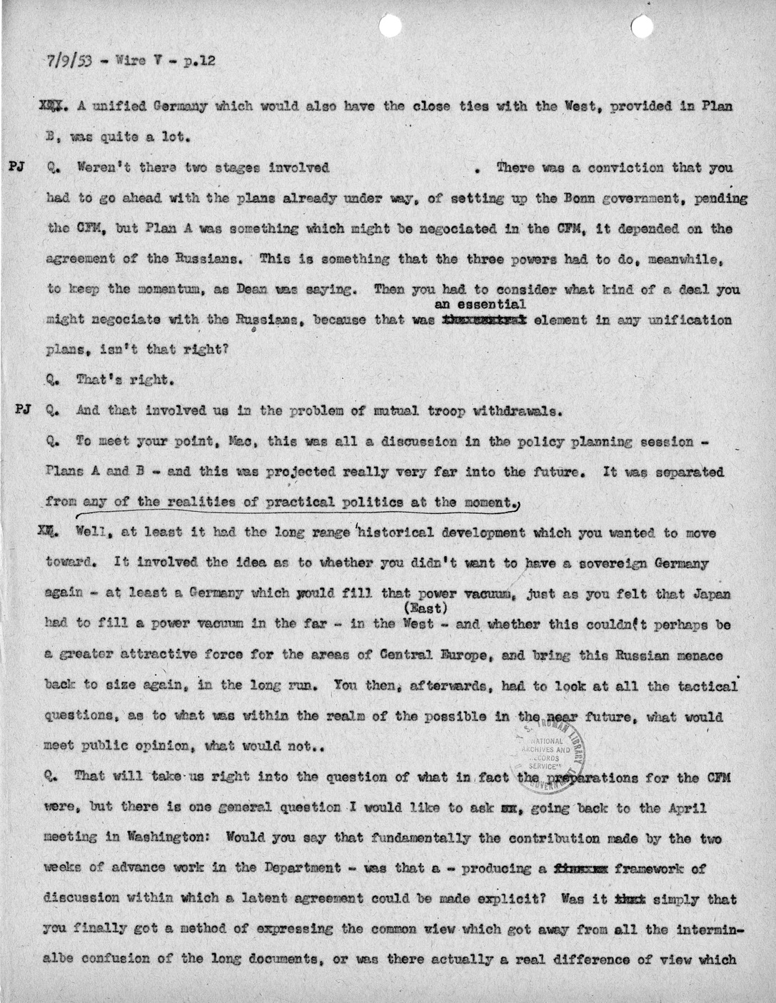 Transcript of Princeton Seminar Discussion, Wire V