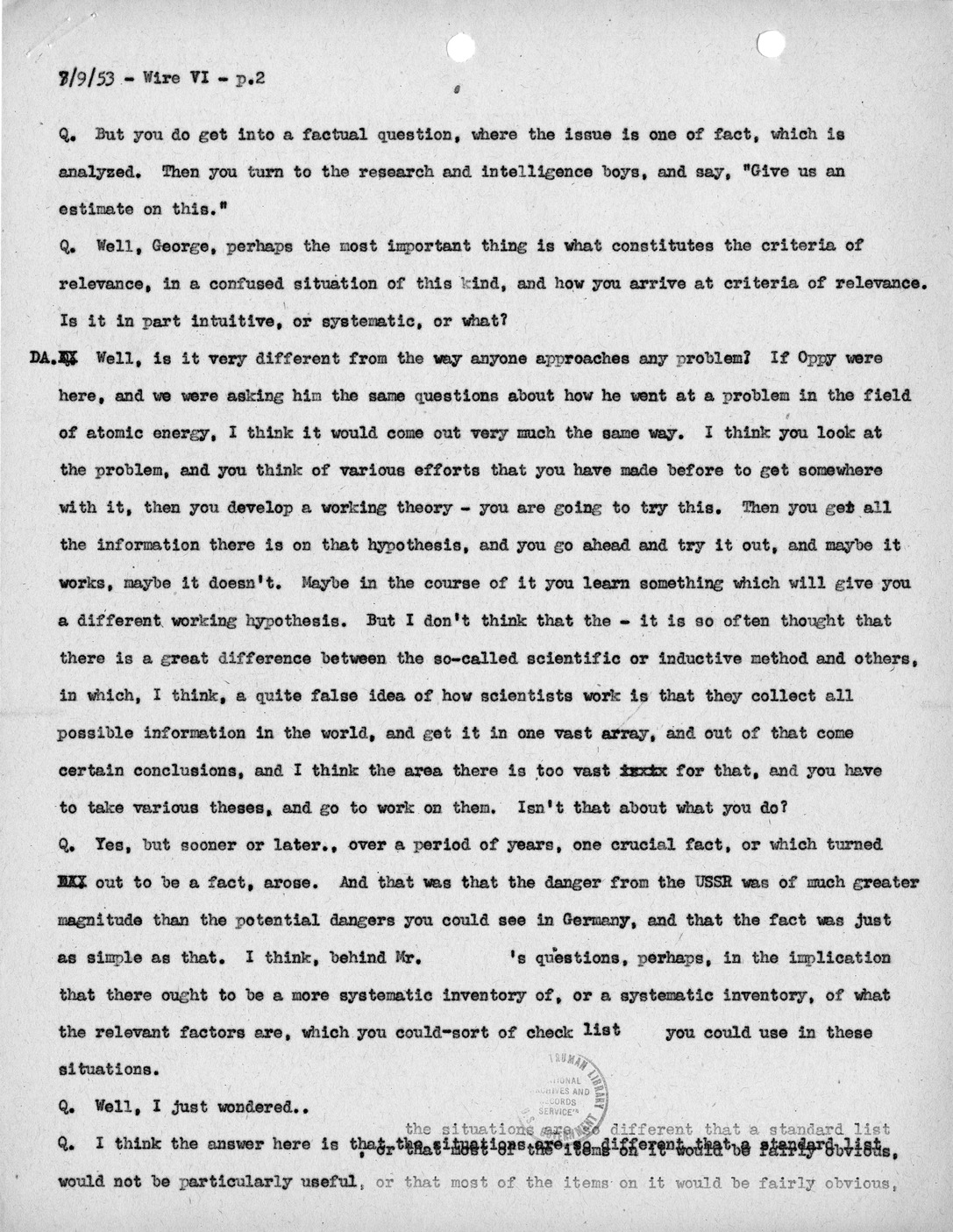 Transcript of Princeton Seminar Discussion, Wire VI