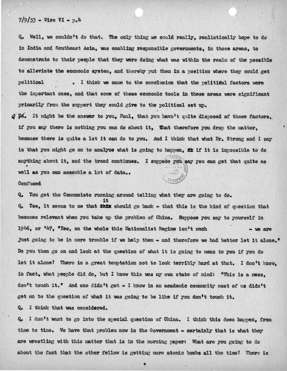 Transcript of Princeton Seminar Discussion, Wire VI