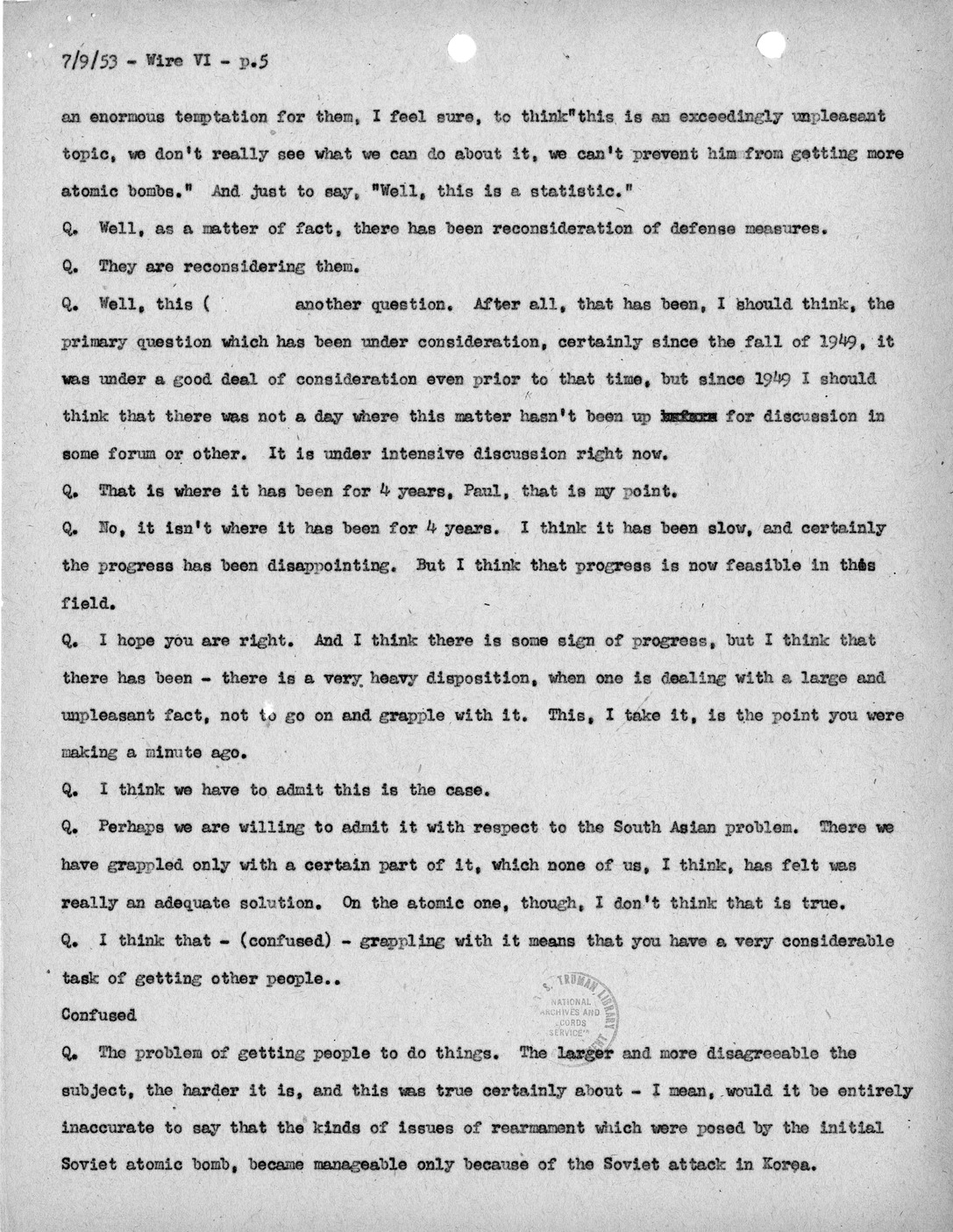 Transcript of Princeton Seminar Discussion, Wire VI