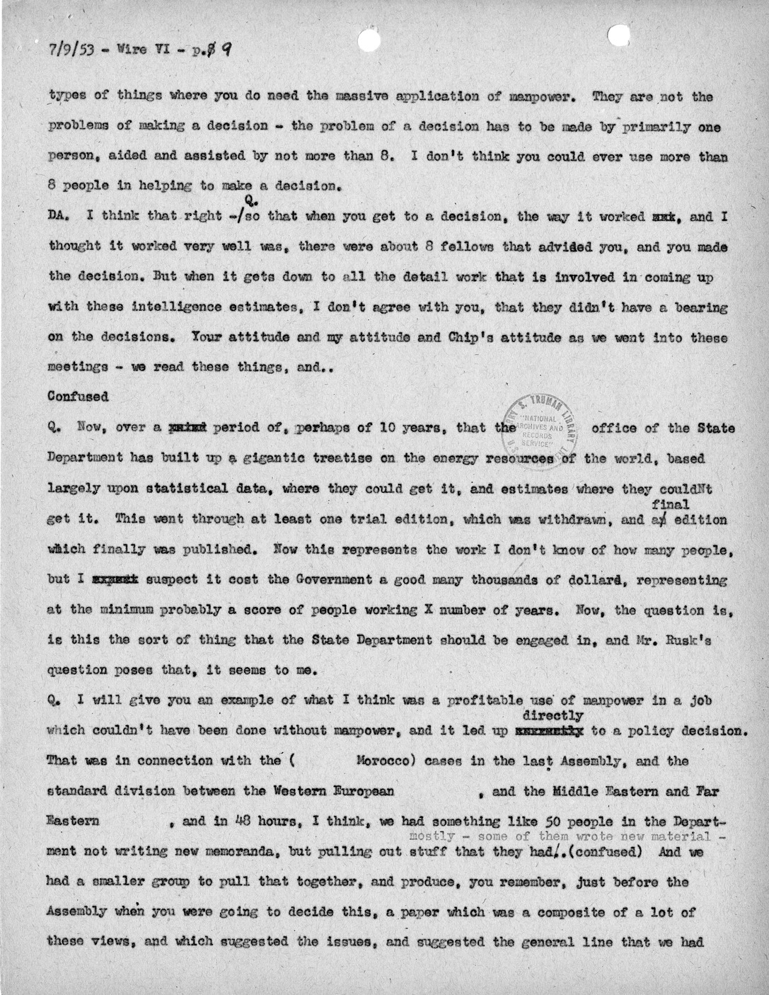 Transcript of Princeton Seminar Discussion, Wire VI