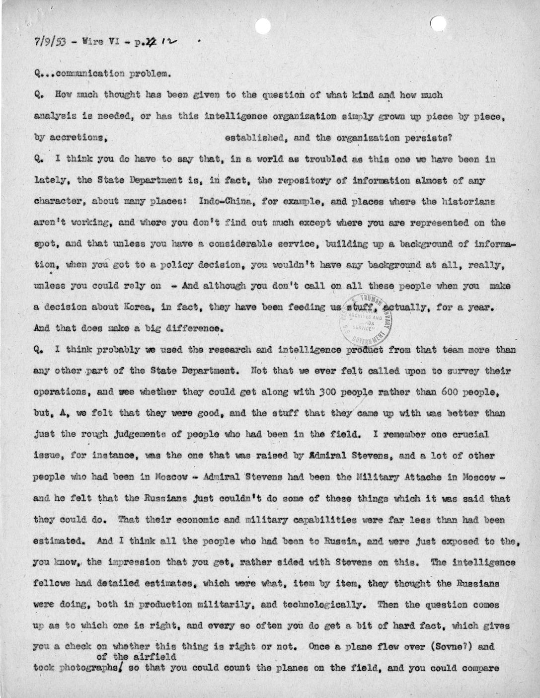 Transcript of Princeton Seminar Discussion, Wire VI