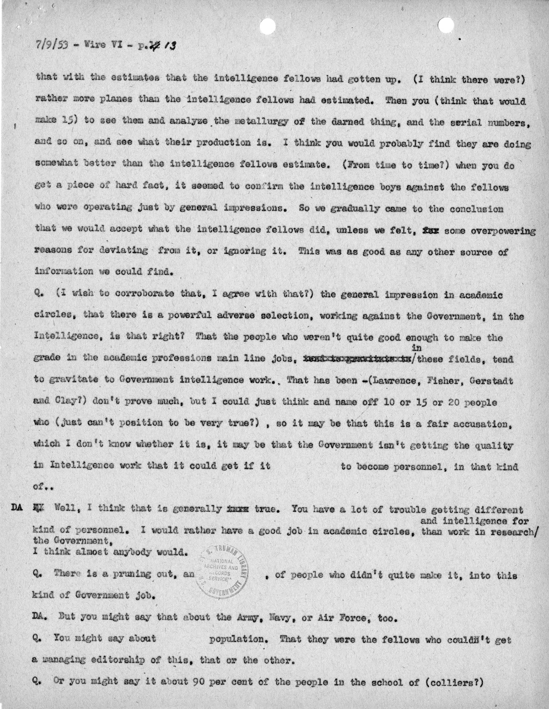 Transcript of Princeton Seminar Discussion, Wire VI
