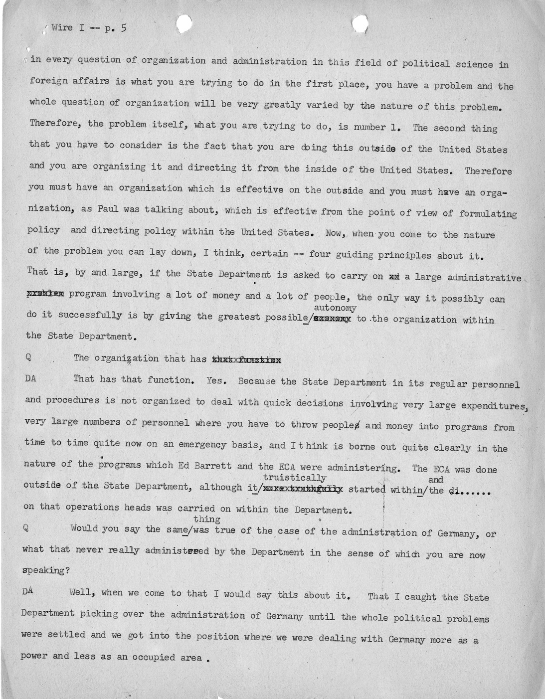 Transcript of Princeton Seminar Discussion, Wire I
