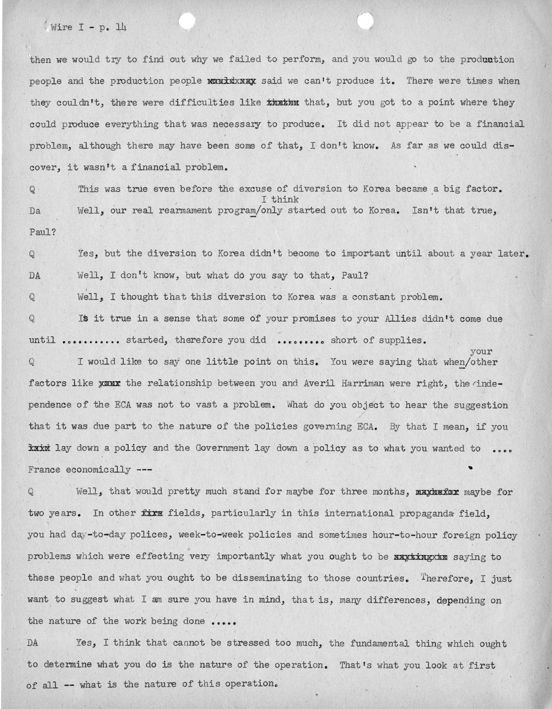 Transcript of Princeton Seminar Discussion, Wire I