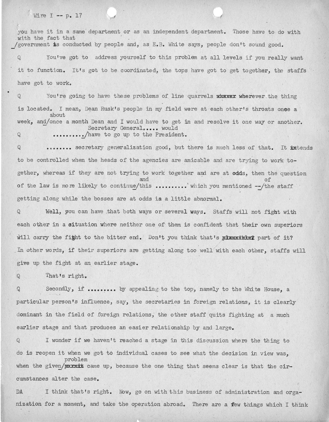 Transcript of Princeton Seminar Discussion, Wire I