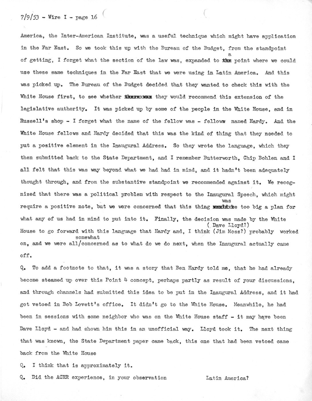 Transcript of Princeton Seminar Discussion, Wire I