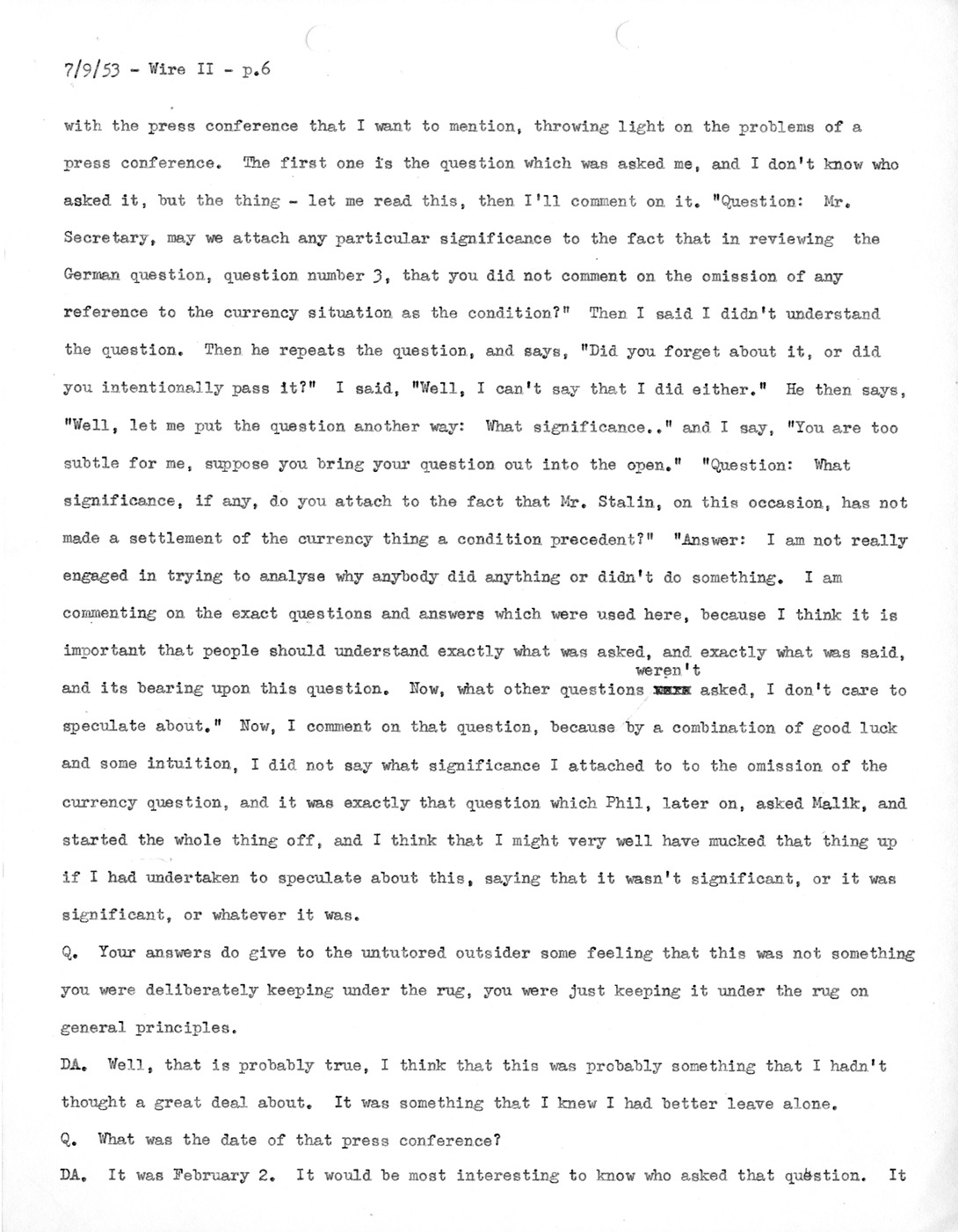 Transcript of Princeton Seminar Discussion, Wire II
