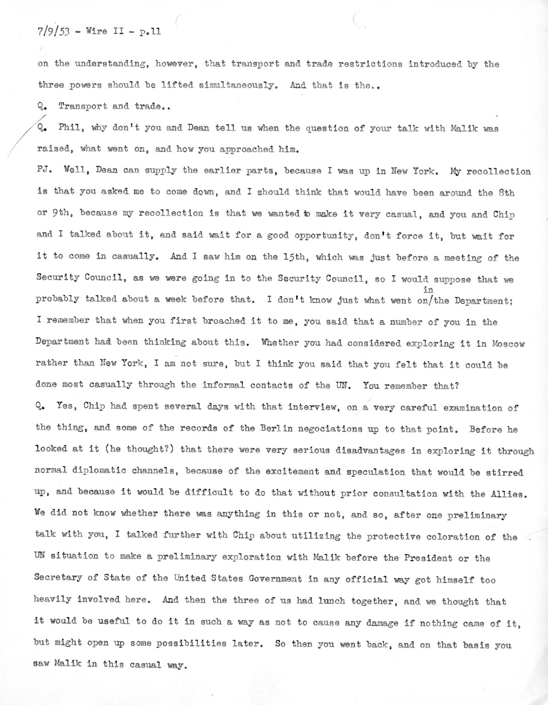 Transcript of Princeton Seminar Discussion, Wire II