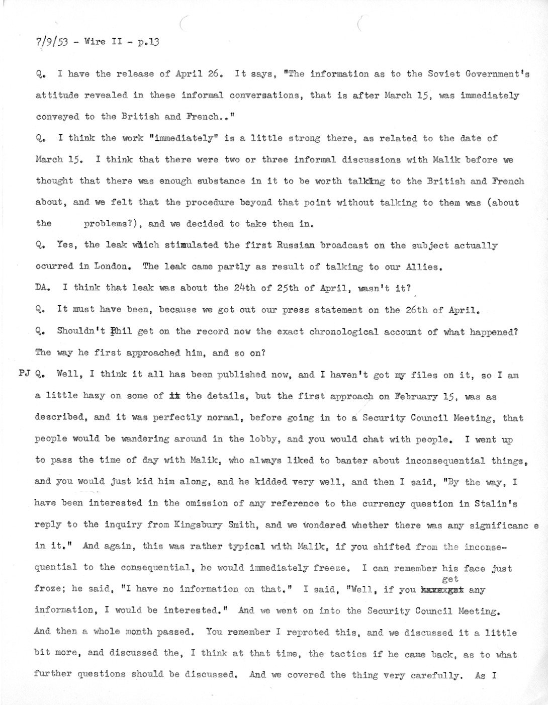 Transcript of Princeton Seminar Discussion, Wire II