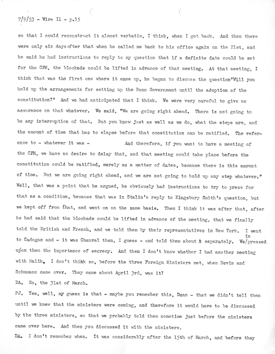 Transcript of Princeton Seminar Discussion, Wire II