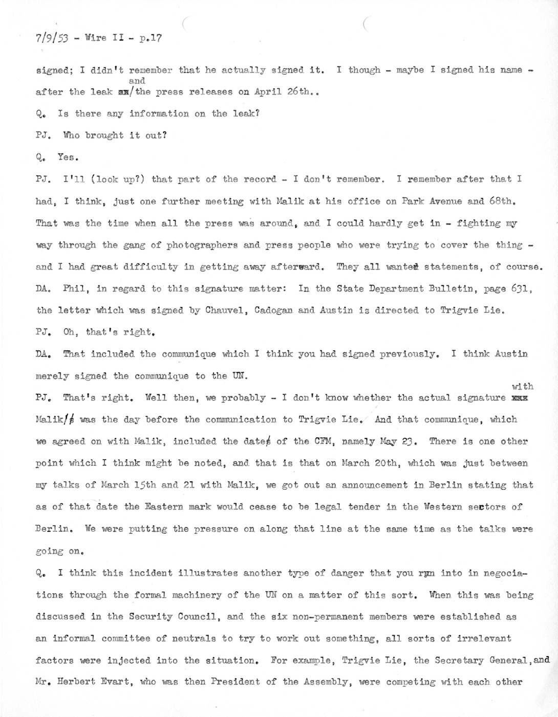 Transcript of Princeton Seminar Discussion, Wire II