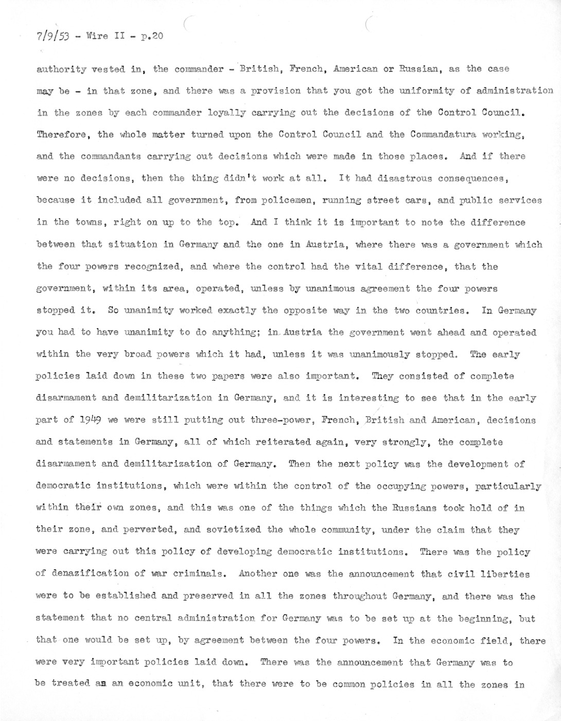 Transcript of Princeton Seminar Discussion, Wire II
