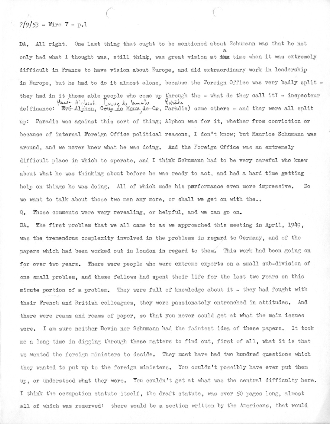 Transcript of Princeton Seminar Discussion, Wire V