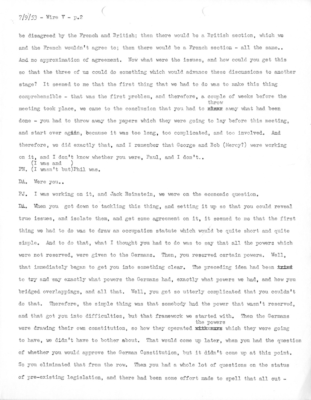 Transcript of Princeton Seminar Discussion, Wire V