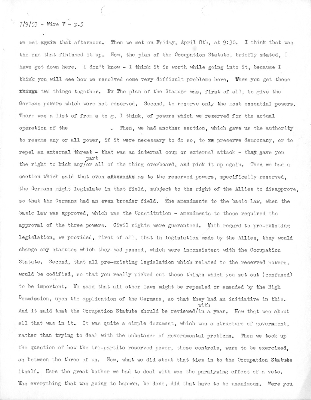 Transcript of Princeton Seminar Discussion, Wire V