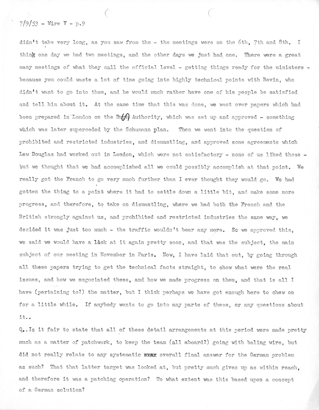 Transcript of Princeton Seminar Discussion, Wire V