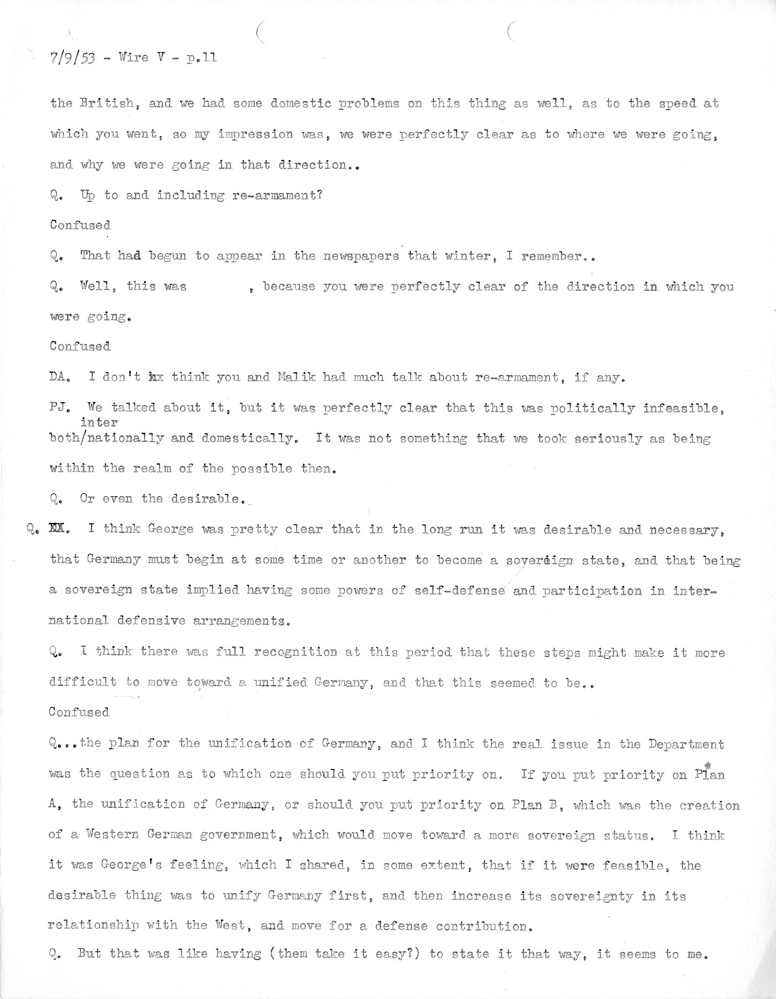 Transcript of Princeton Seminar Discussion, Wire V
