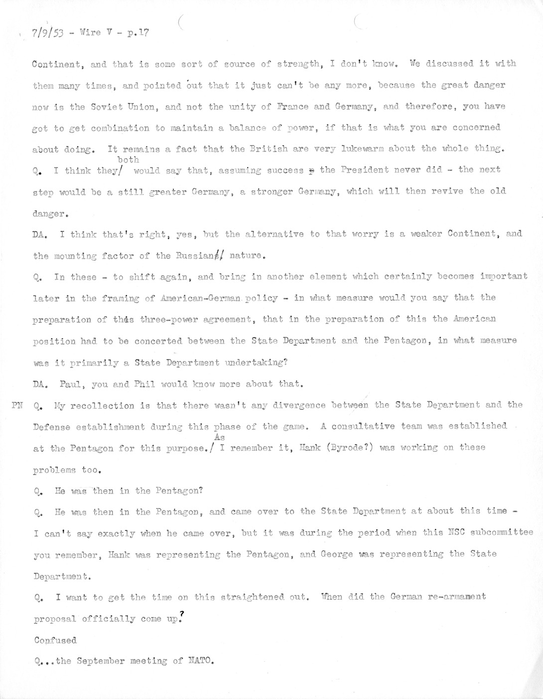 Transcript of Princeton Seminar Discussion, Wire V