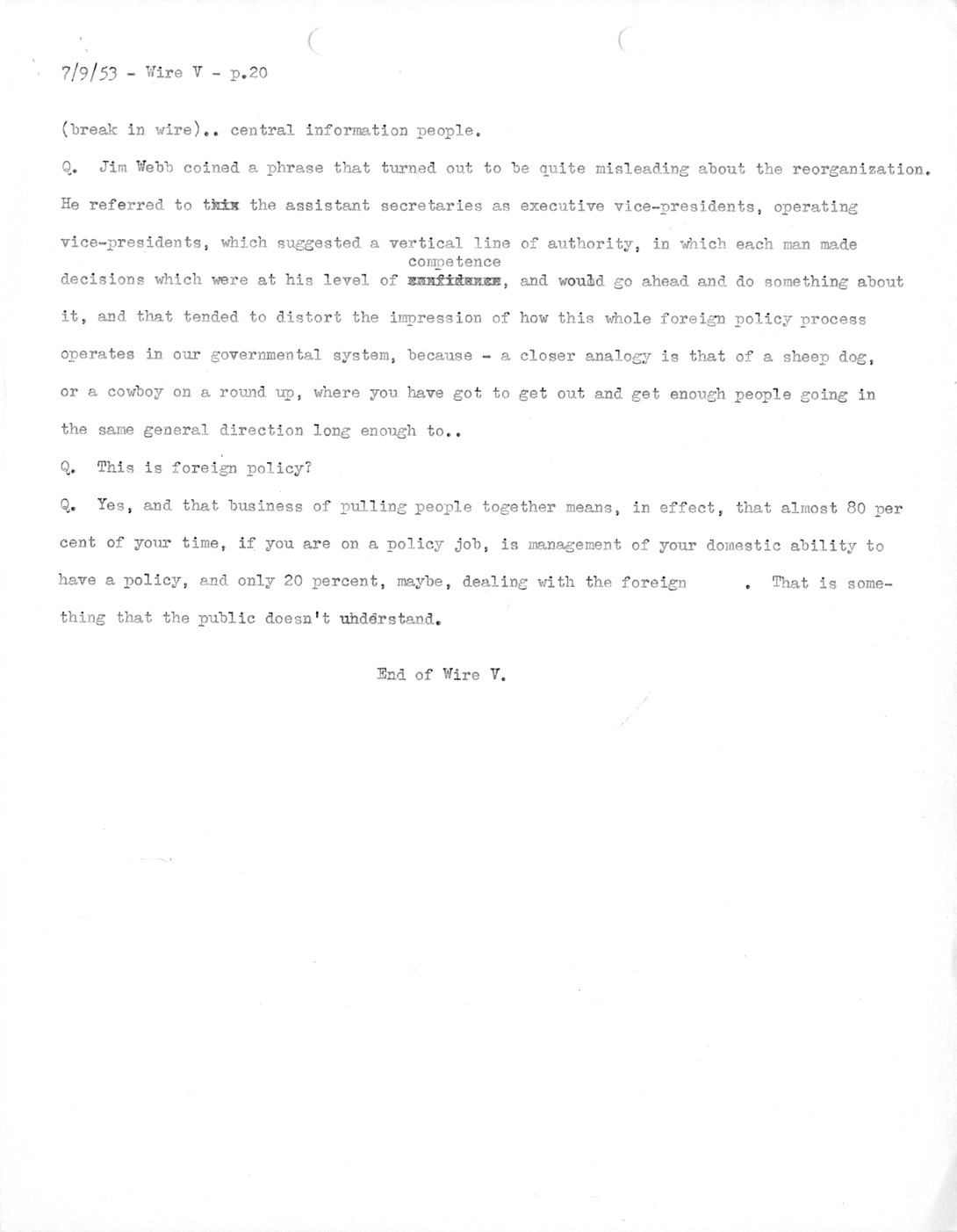 Transcript of Princeton Seminar Discussion, Wire V