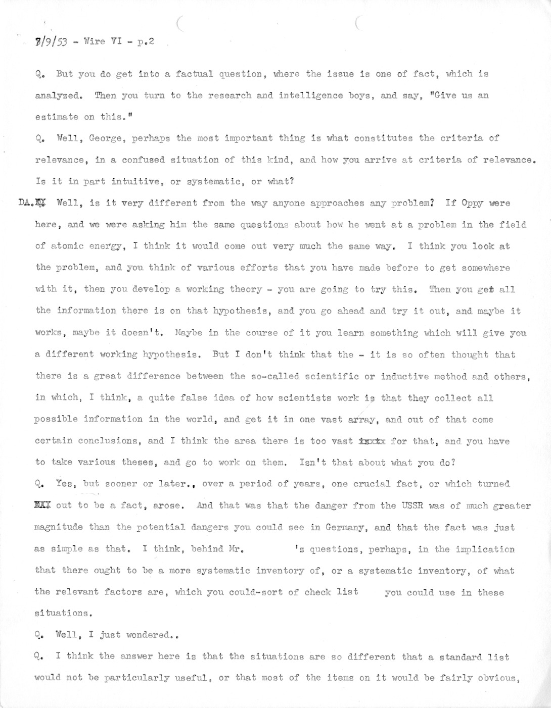 Transcript of Princeton Seminar Discussion, Wire VI