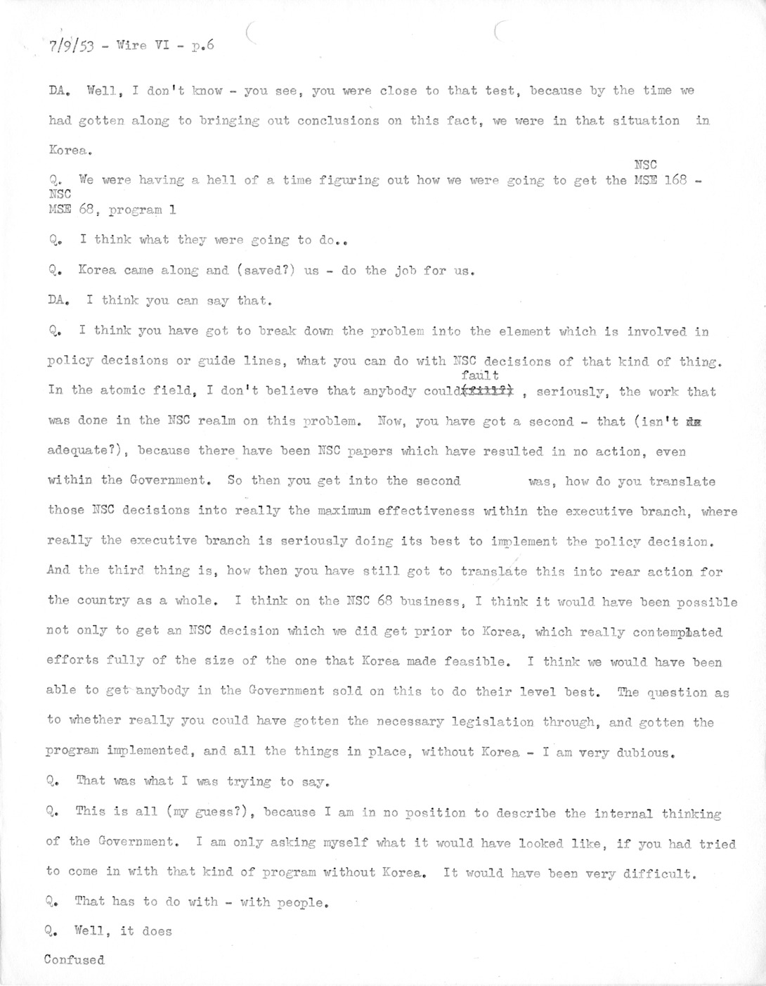 Transcript of Princeton Seminar Discussion, Wire VI