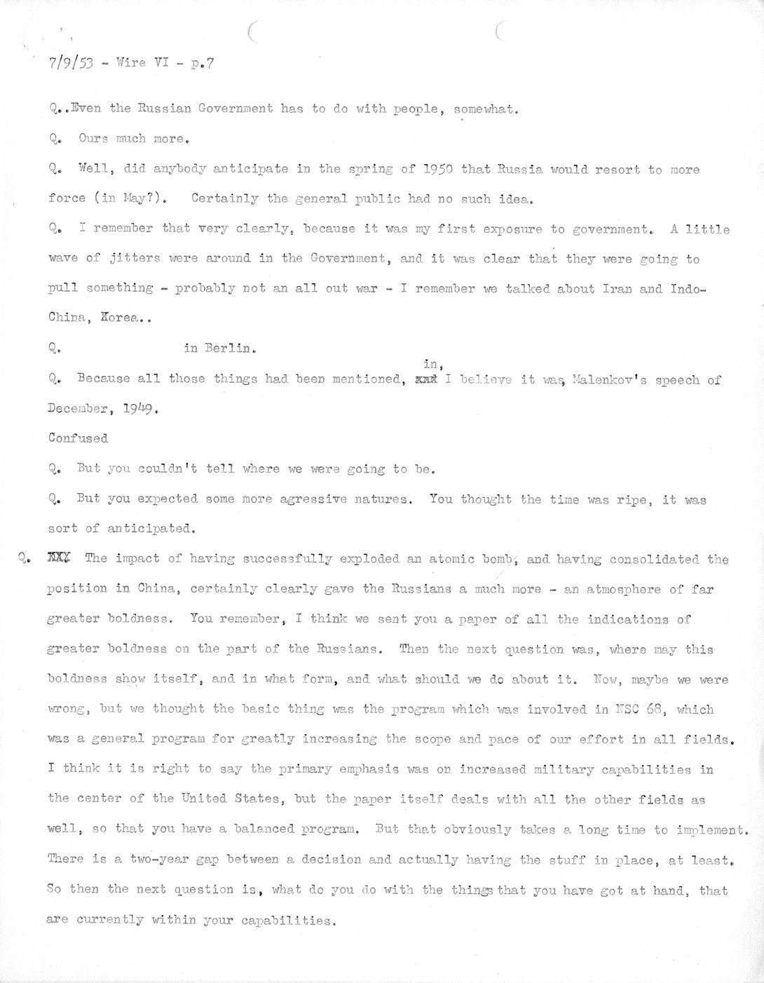 Transcript of Princeton Seminar Discussion, Wire VI