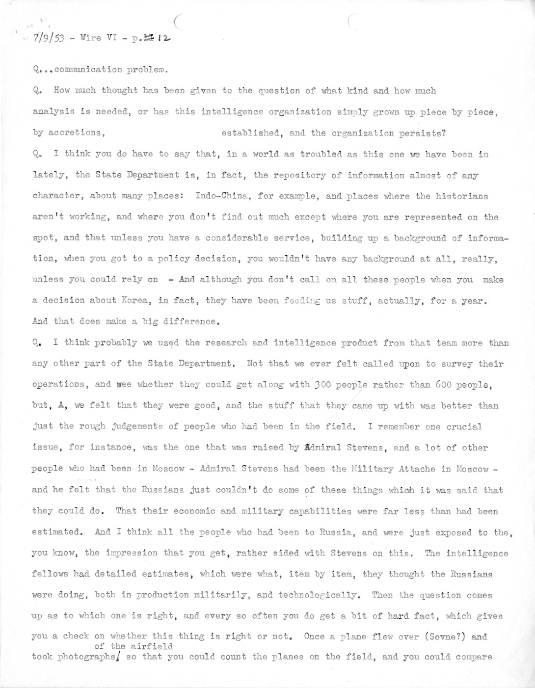 Transcript of Princeton Seminar Discussion, Wire VI