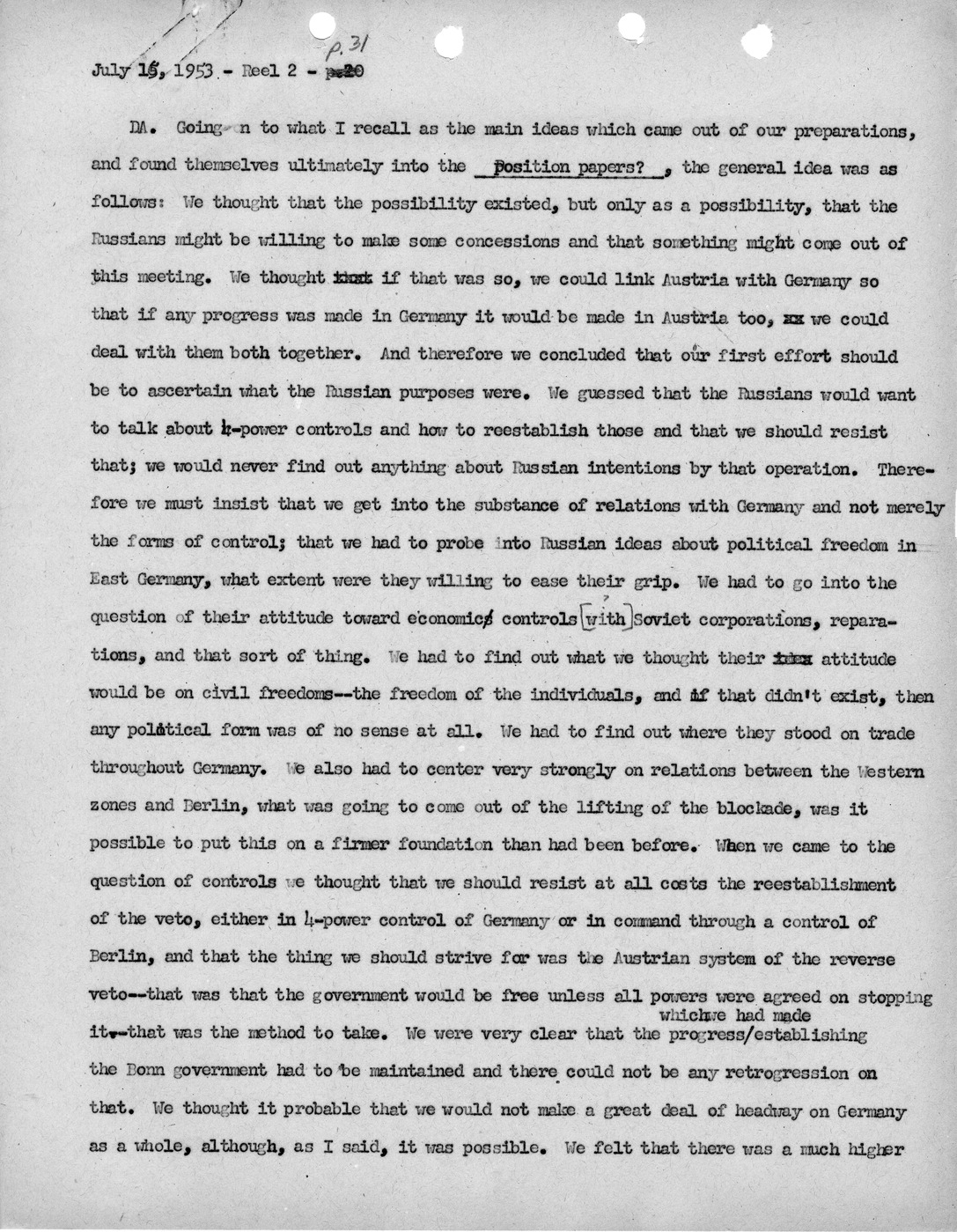 Transcript of Princeton Seminar Discussion, Reel 1 and 2