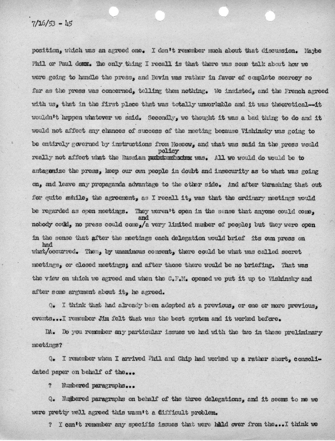 Transcript of Princeton Seminar Discussion, Reel 1 and 2