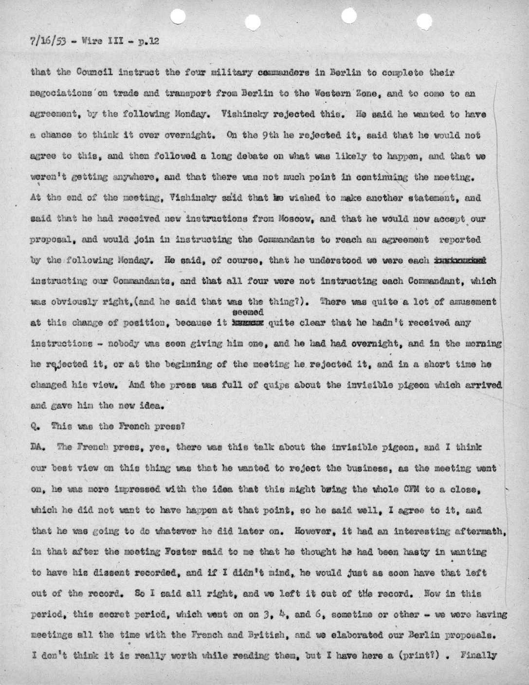 Transcript of Princeton Seminar Discussion, Wire III