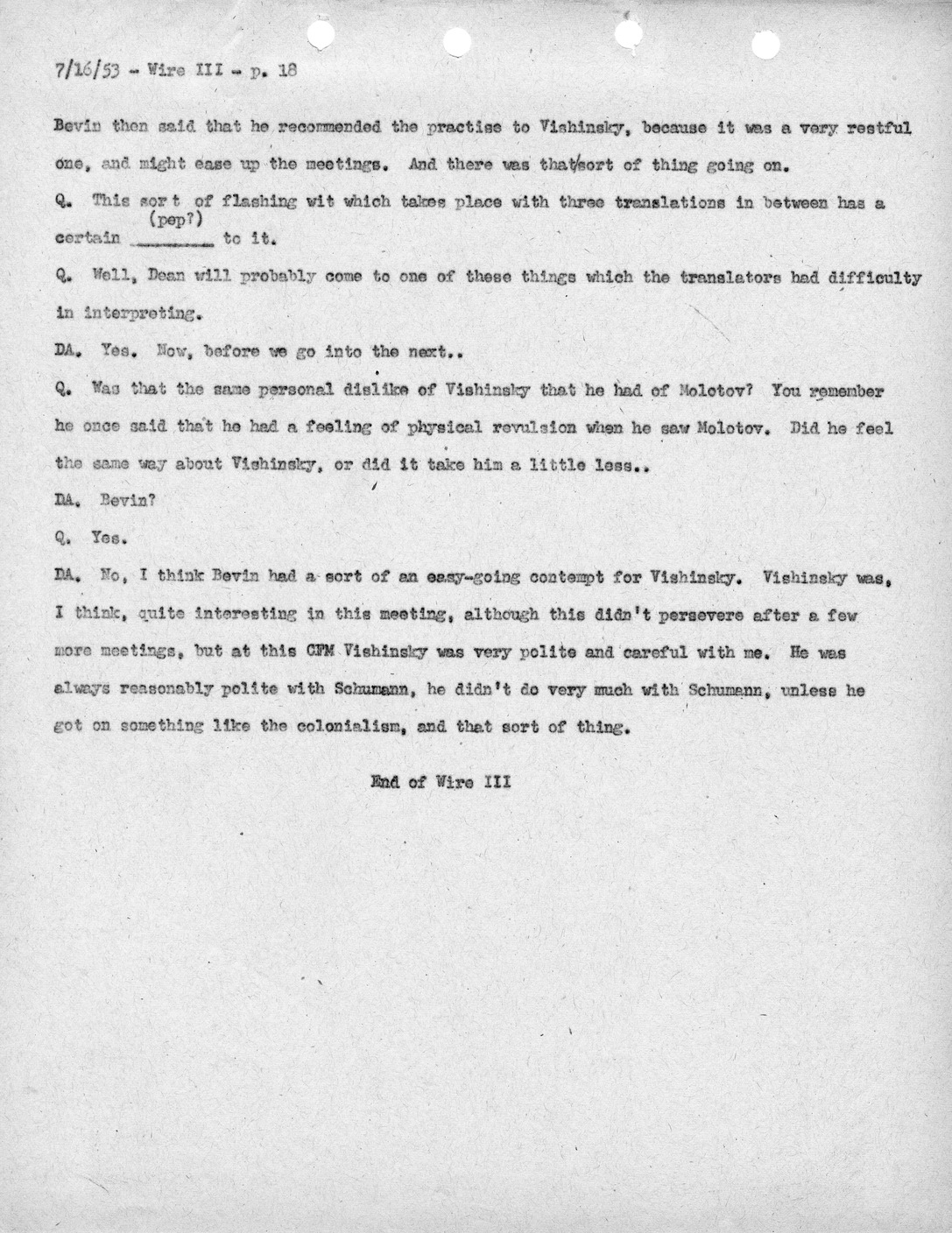 Transcript of Princeton Seminar Discussion, Wire III