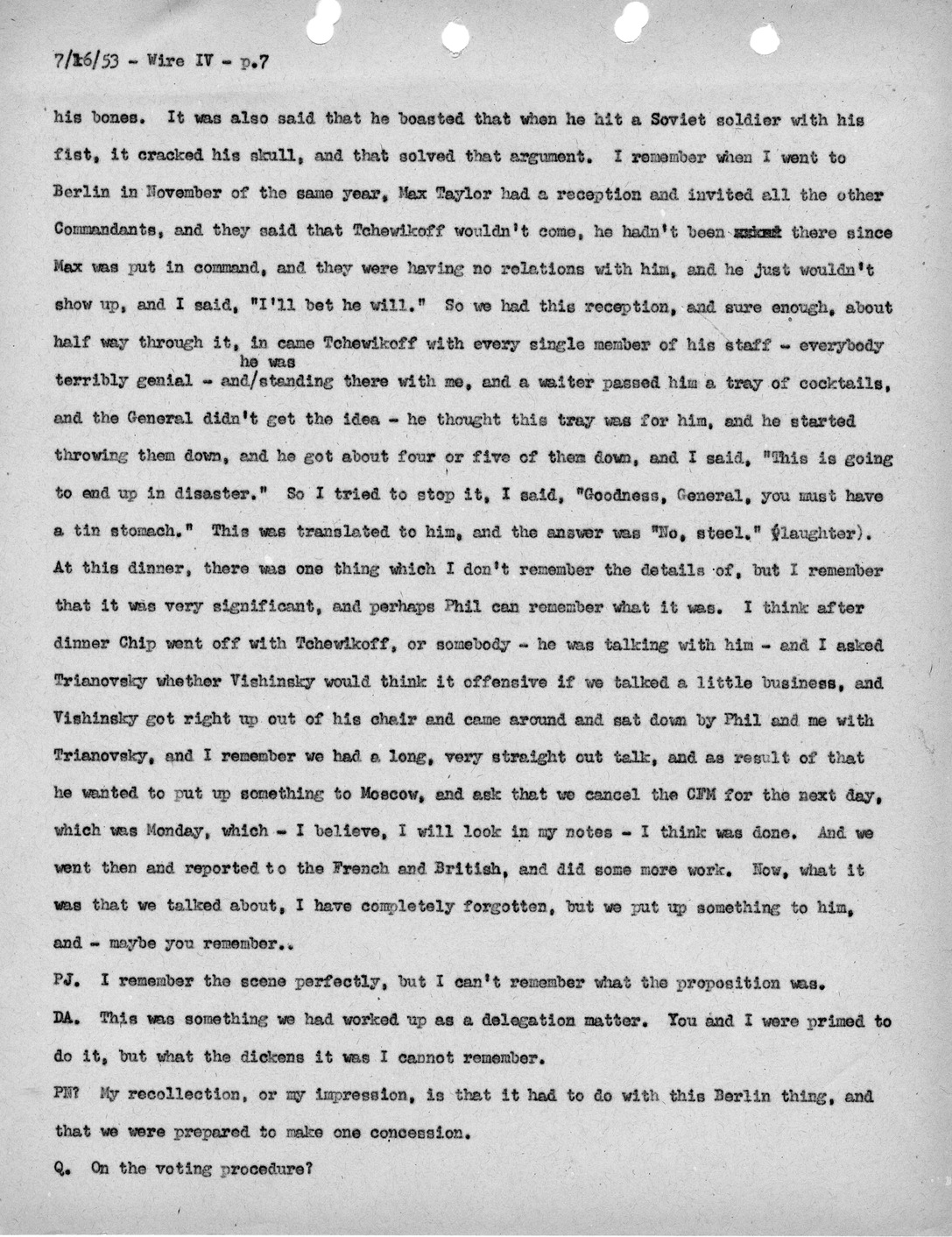 Transcript of Princeton Seminar Discussion, Wire IV