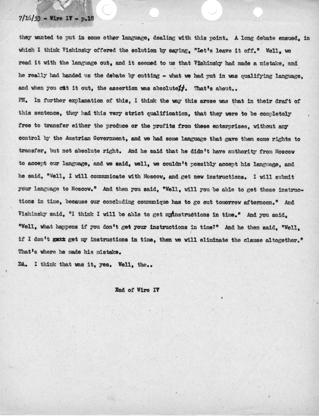 Transcript of Princeton Seminar Discussion, Wire IV