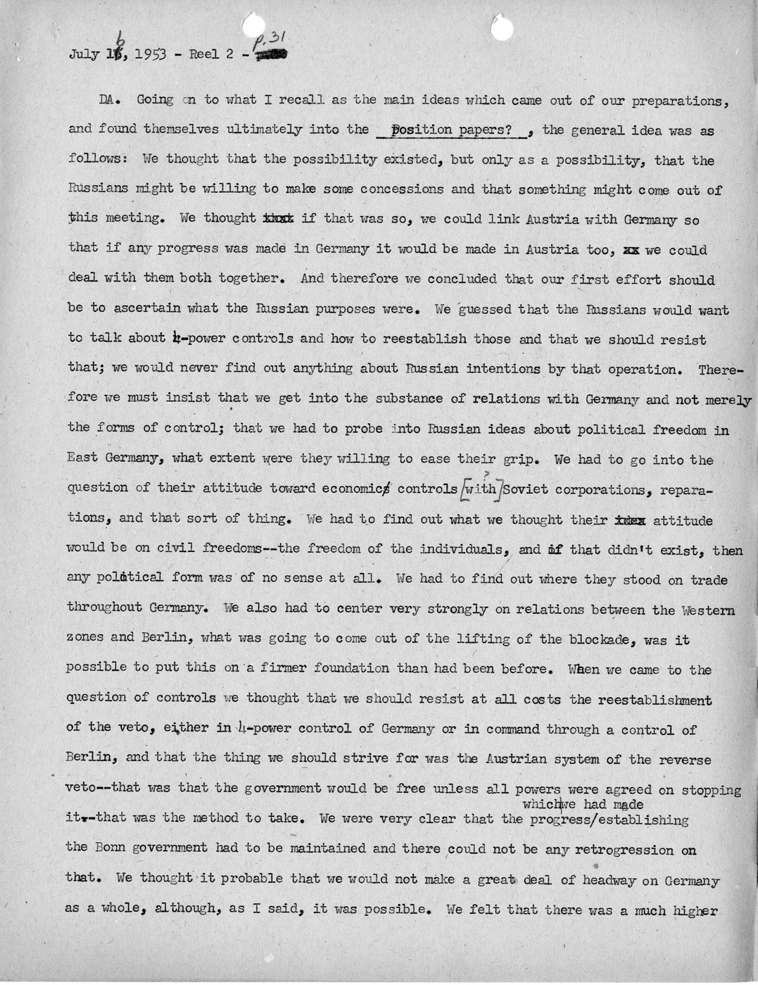 Transcript of Princeton Seminar Discussion, Reel 1 and Reel 2