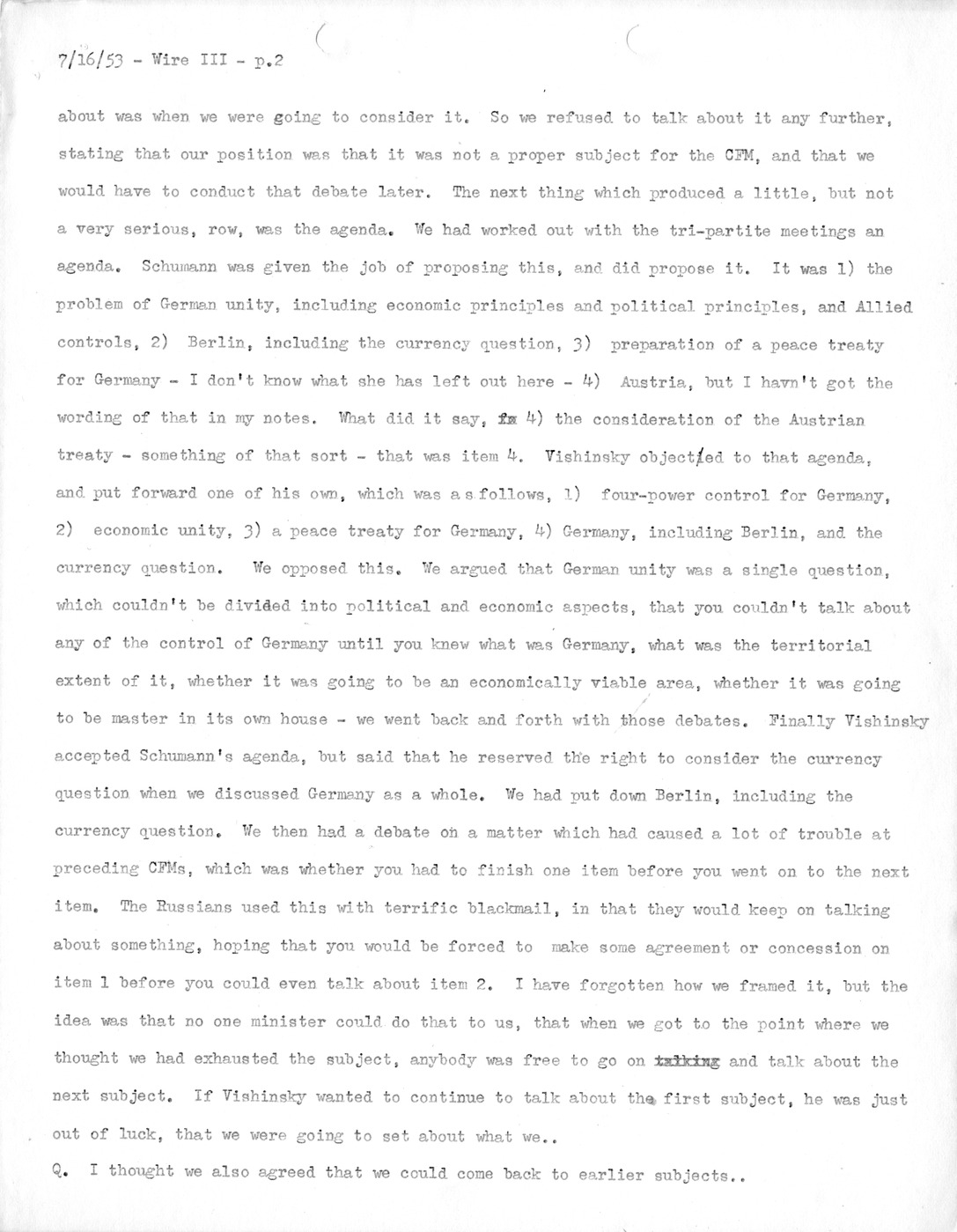 Transcript of Princeton Seminar Discussion, Wire III