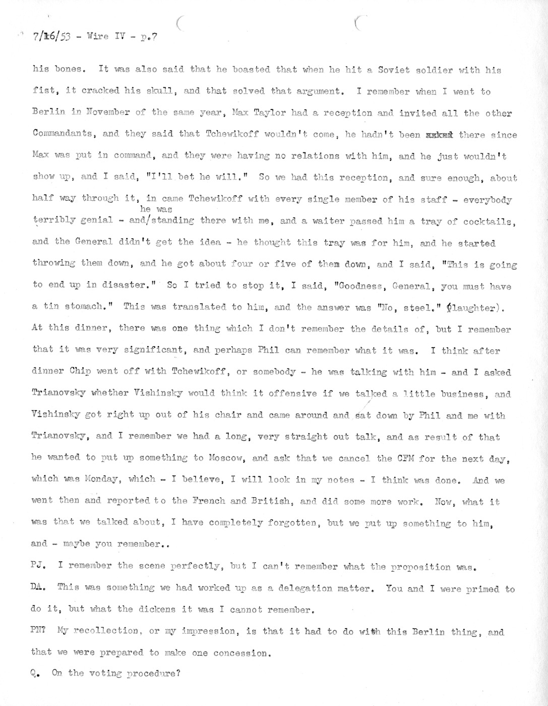 Transcript of Princeton Seminar Discussion, Wire IV