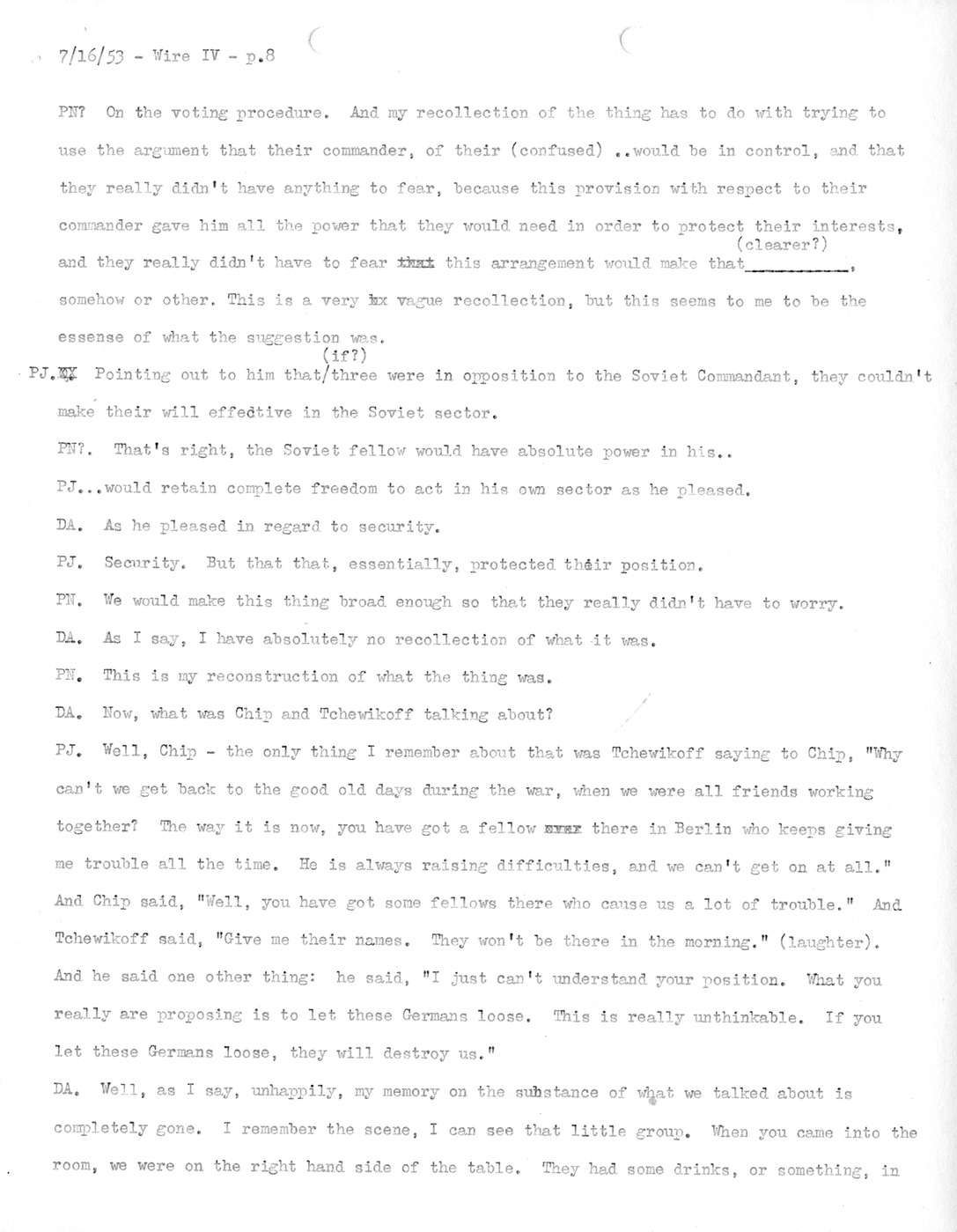 Transcript of Princeton Seminar Discussion, Wire IV