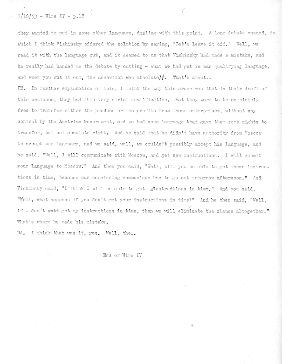 Transcript of Princeton Seminar Discussion, Wire IV