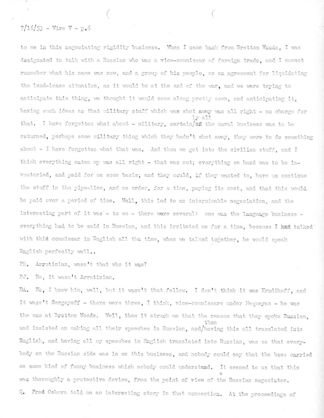 Transcript of Princeton Seminar Discussion, Wire V