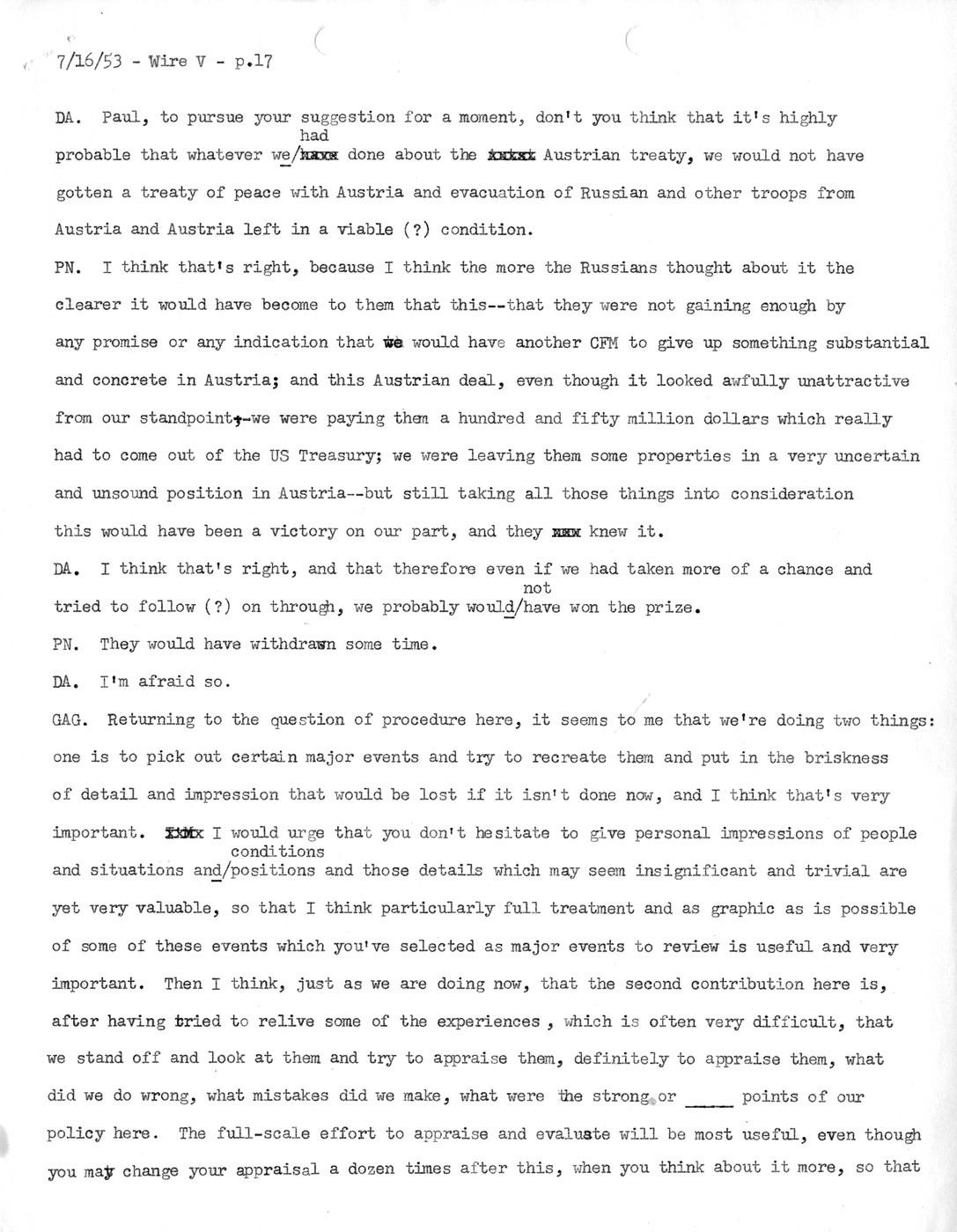 Transcript of Princeton Seminar Discussion, Wire V