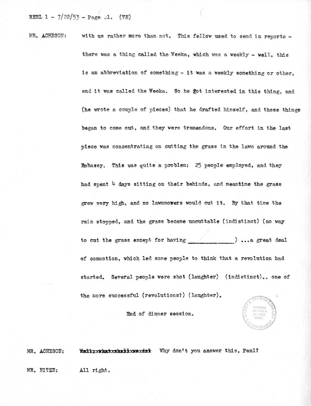 Transcript of Princeton Seminar Discussion, Reel 1