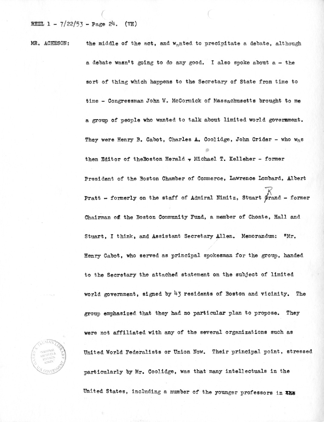 Transcript of Princeton Seminar Discussion, Reel 1