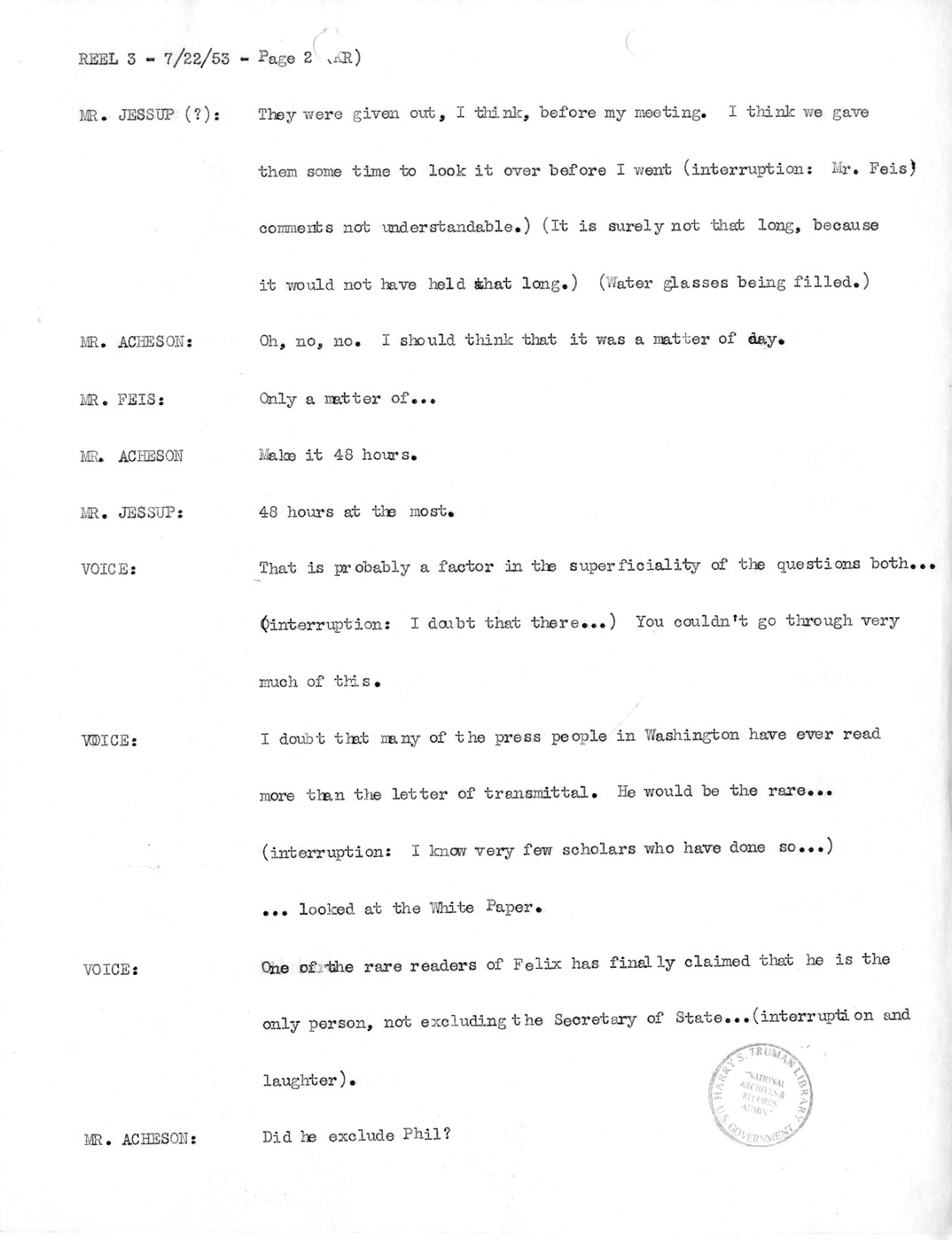Transcript of Princeton Seminar Discussion, Reel 3