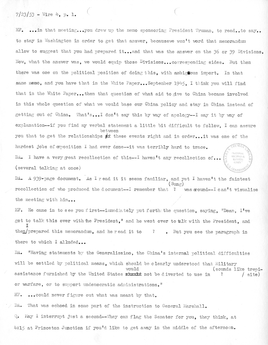 Transcript of Princeton Seminar Discussion, Wire 4