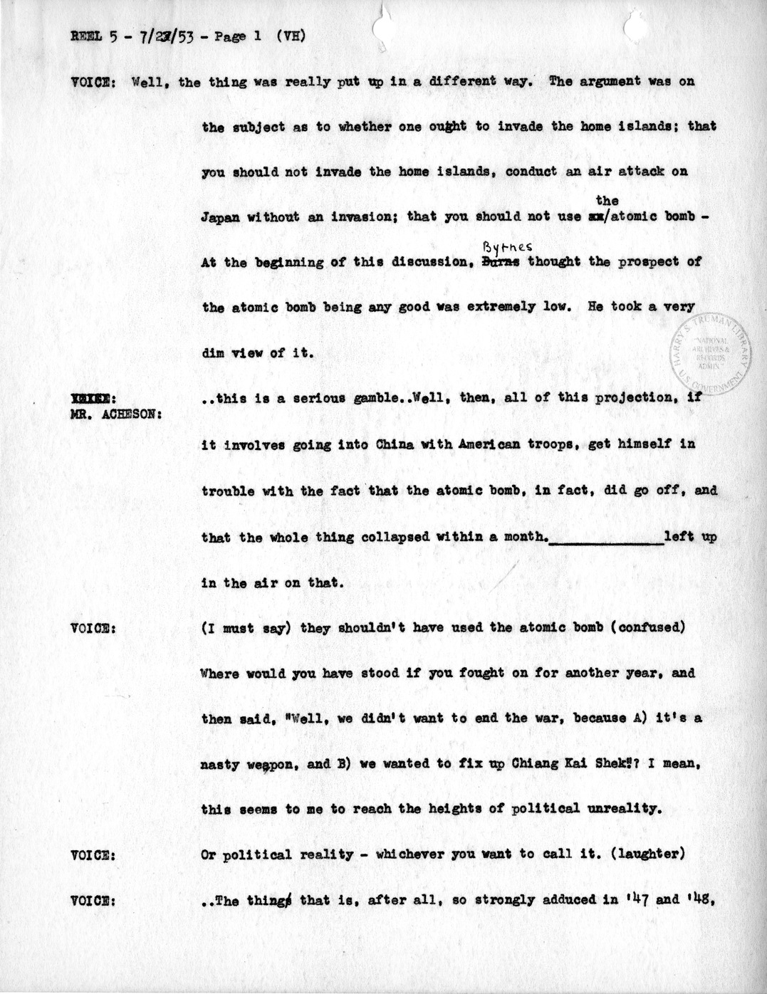 Transcript of Princeton Seminar Discussion, Reel 5