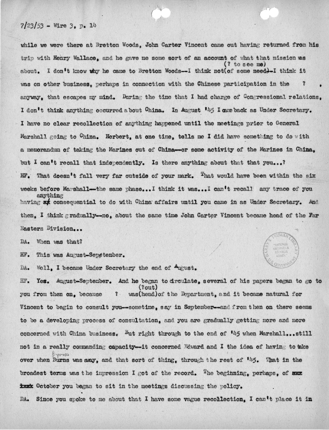 Transcript of Princeton Seminar Discussion, Wire 3