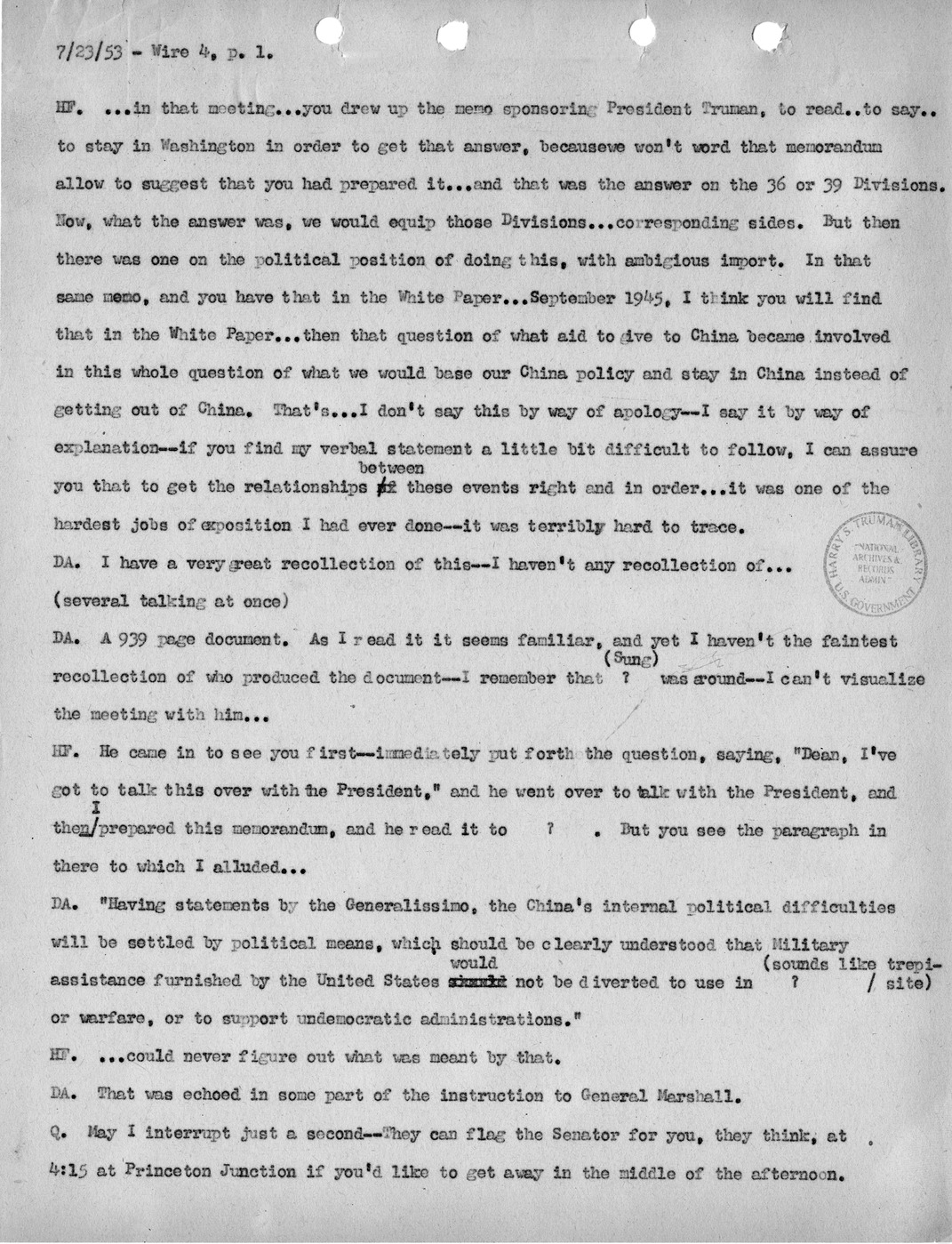 Transcript of Princeton Seminar Discussion, Wire 4