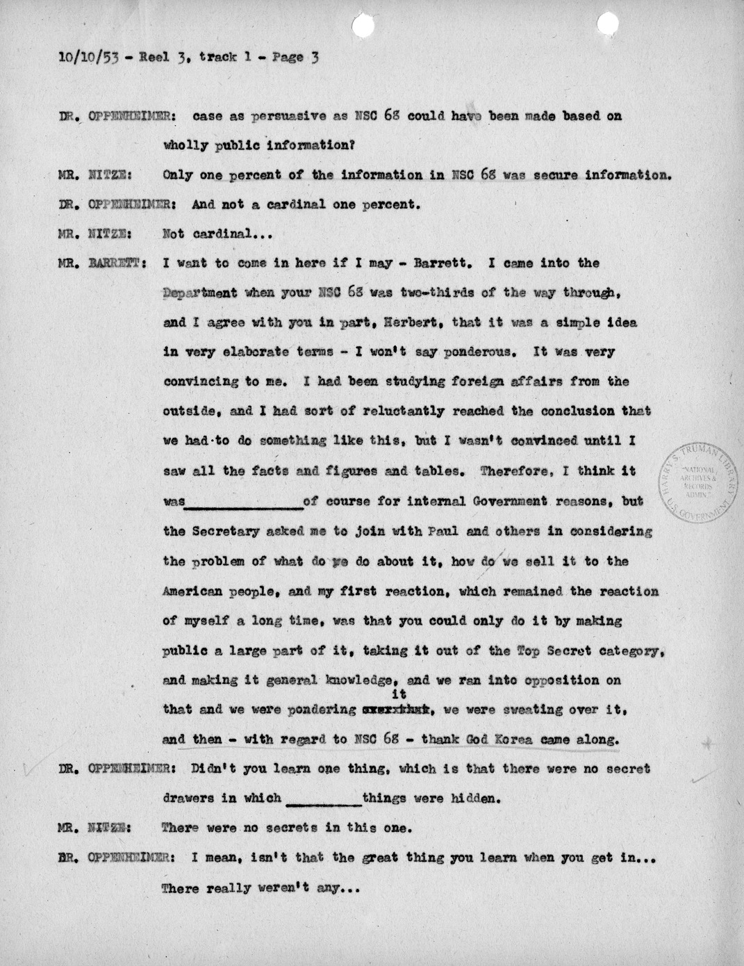 Transcript of Princeton Seminar Discussion, Reel 3, Track 1